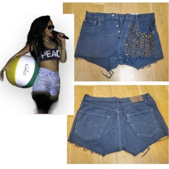 ➤ Levi's® Red Tab Cut Off Studs Shorts RP 4 LF ➤ Rihanna‘s Ragged Priest  ➤ Navy - Picture 1 of 14